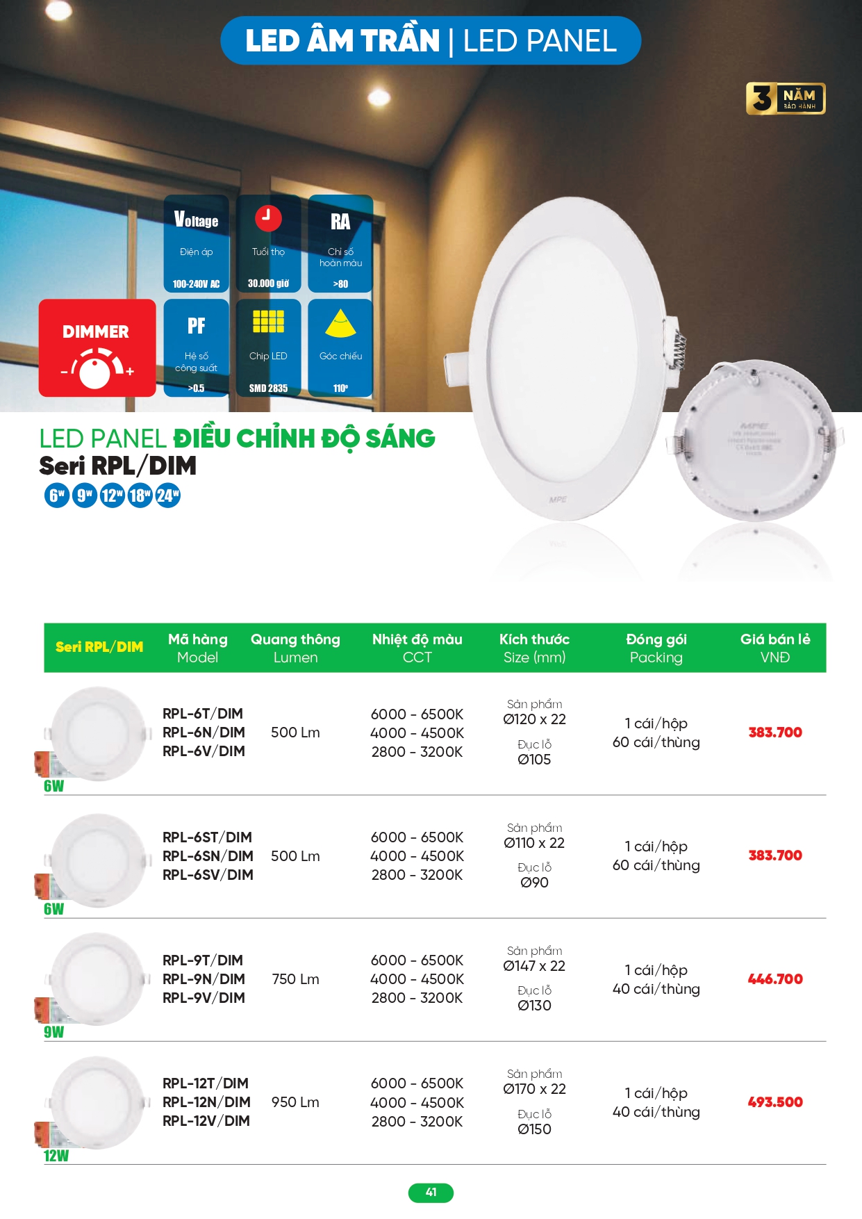 Bảng giá đèn LED MPE 2026